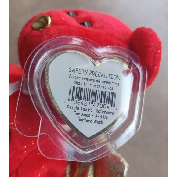 TY Beanie Baby Gift The Red Angel Bear Tags & Protector 2004 Christmas Holiday - Picture 4 of 5